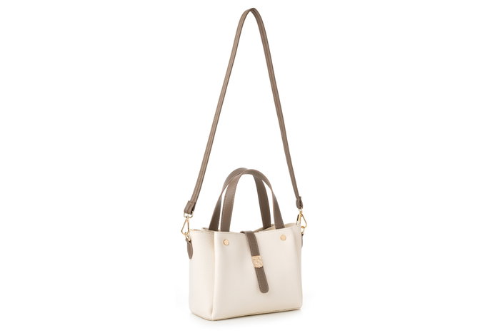 Vince Camuto Bellagio Bolso de mano 100% Piel de Polivinilo Color Crema y Visón